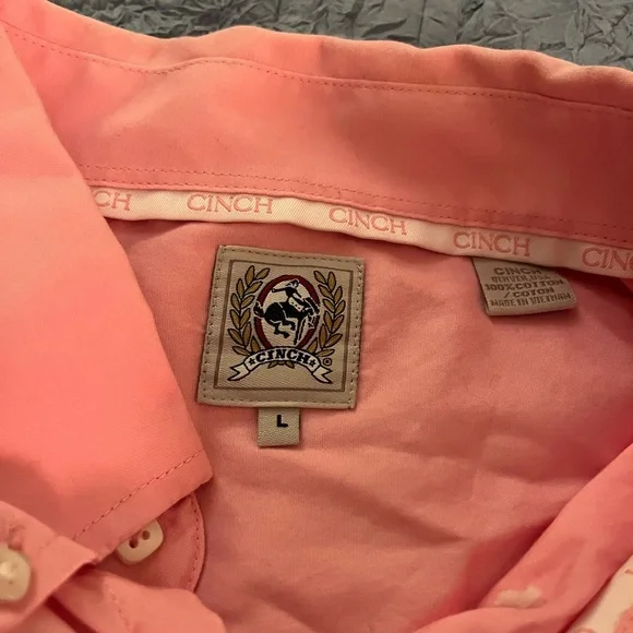 Cinch Men's Pink Button-Up Shirt long sleeve size large - Picture 3 of 5